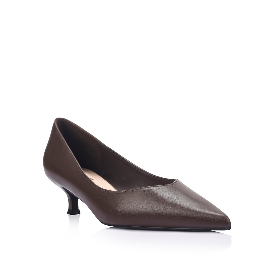 Lucy Kitten Heel Pumps - Chocolate Brown