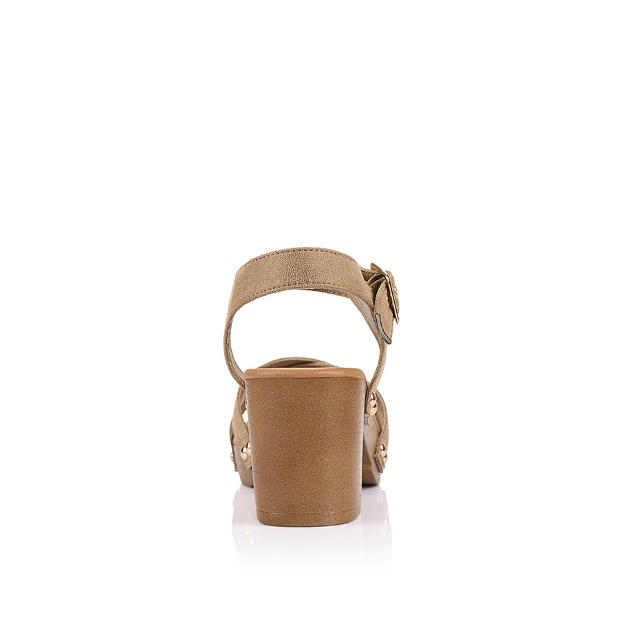 Women's taupe micro clog sandals