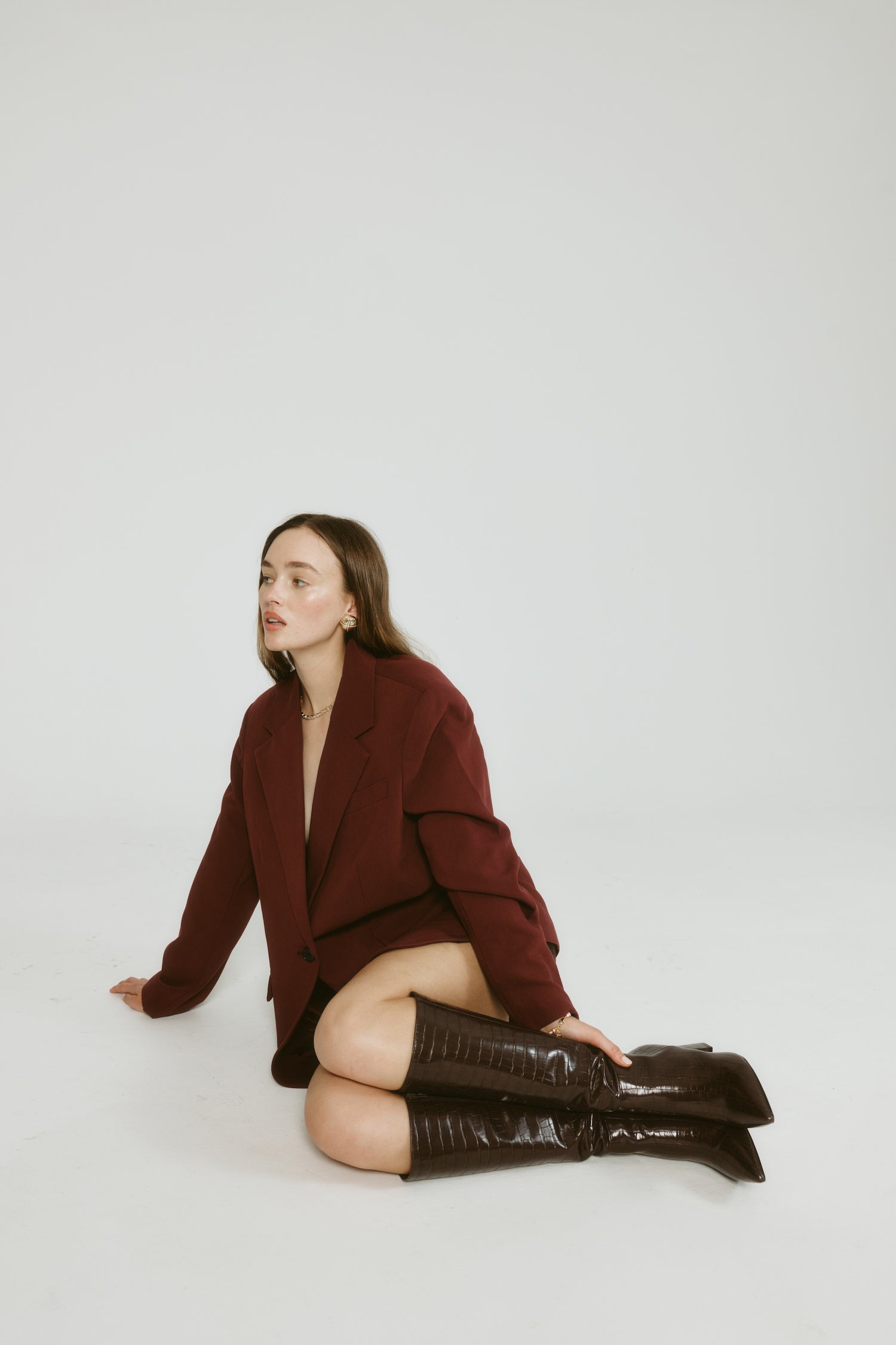 Magda Tall Boots - Chocolate Brown Croc