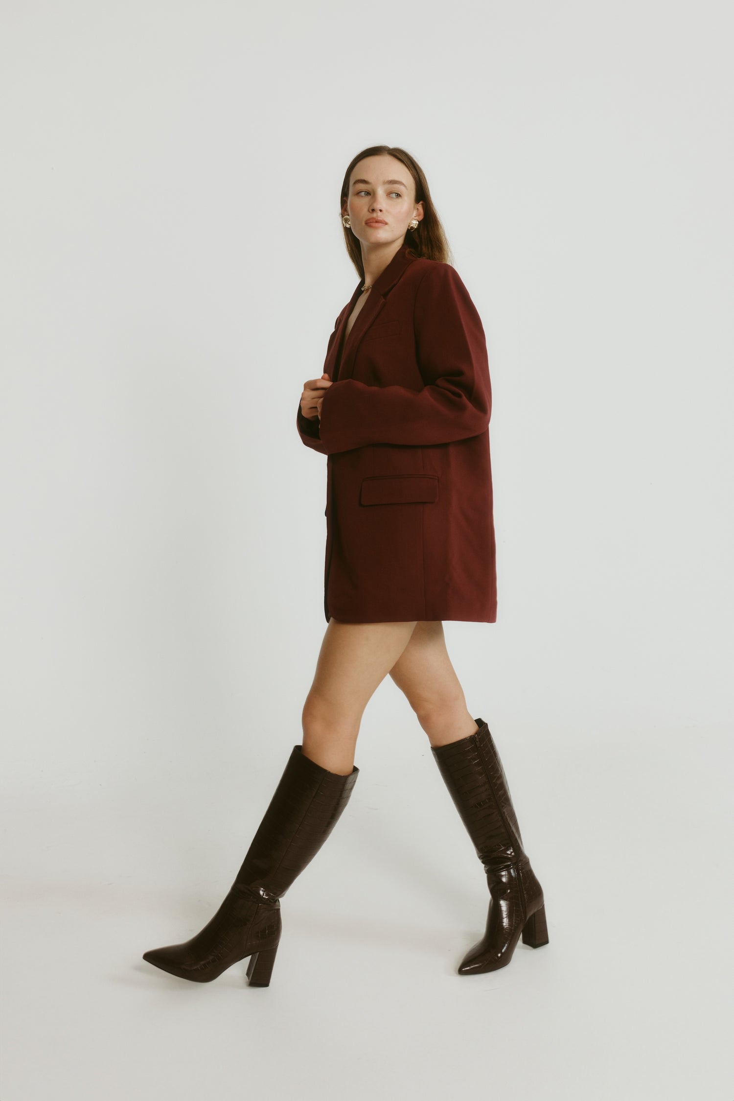 Magda Tall Boots - Chocolate Brown Croc