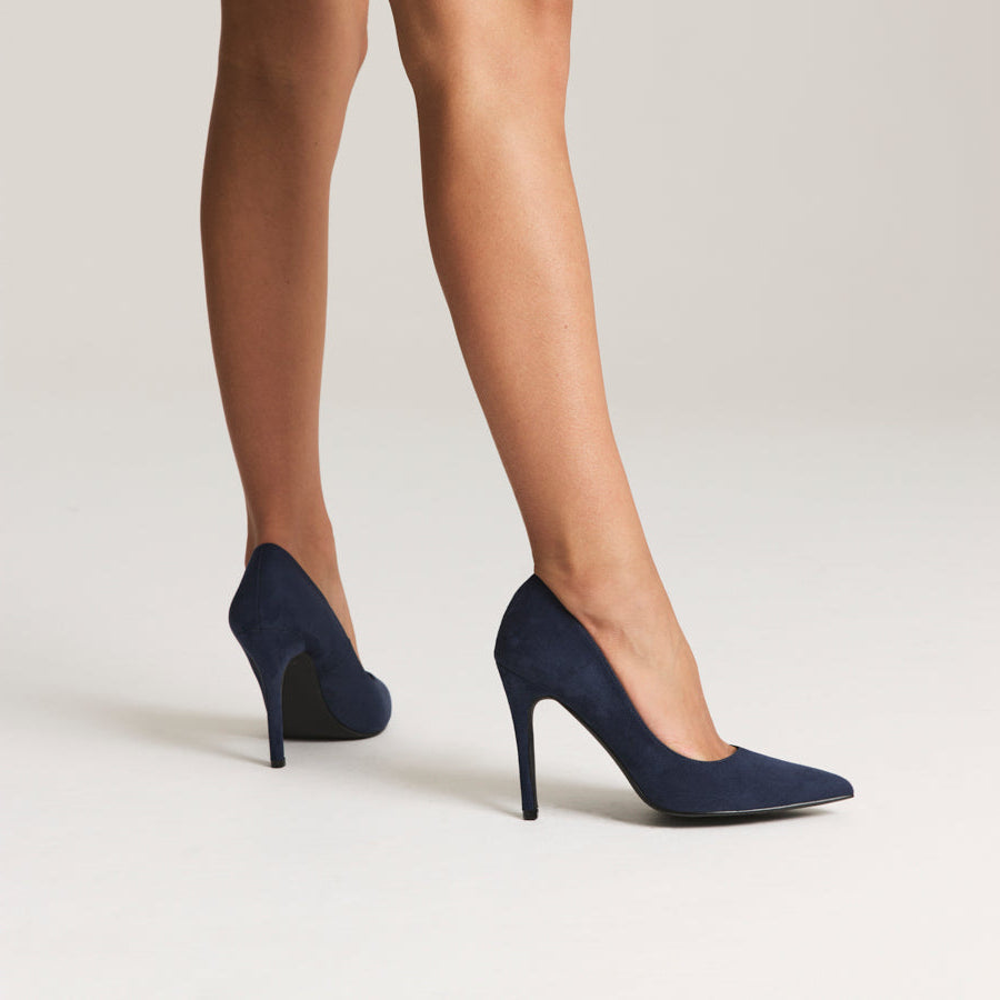 Mikayla Stiletto Heel Pumps - Navy Blue Micro
