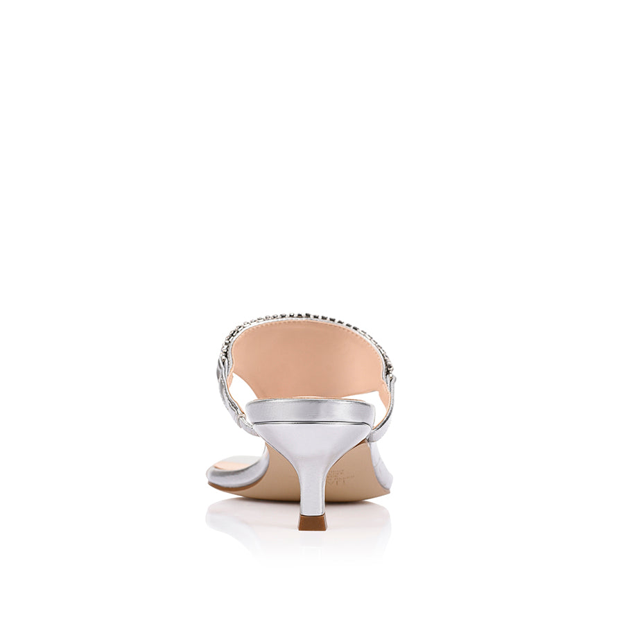 Mackenzie Kitten Heel Thongs - Silver