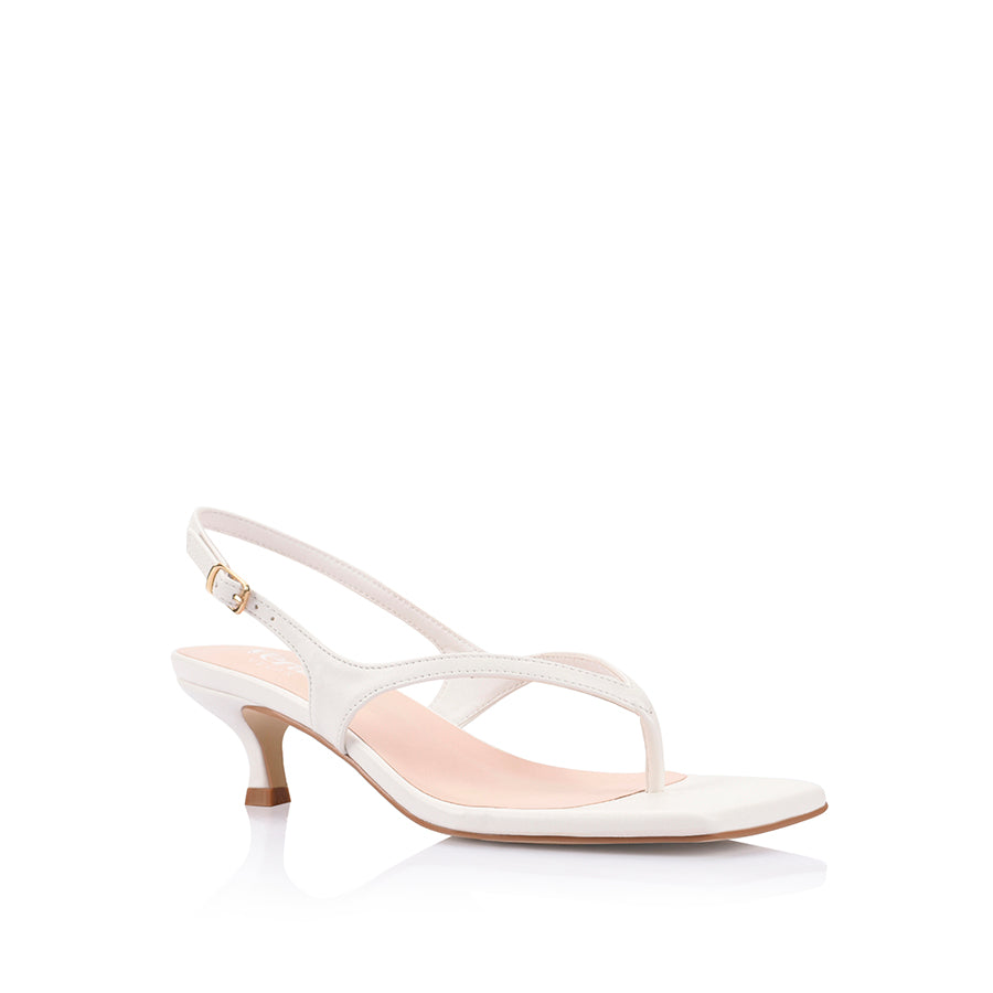 Marnie Kitten Heel Sandals - Chalk White