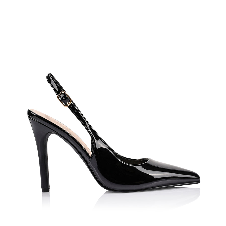 Miller Sling Back Stilettos - Black Patent