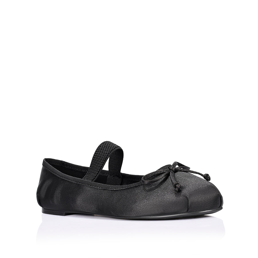Milly Mary-Jane Flats - Black Satin
