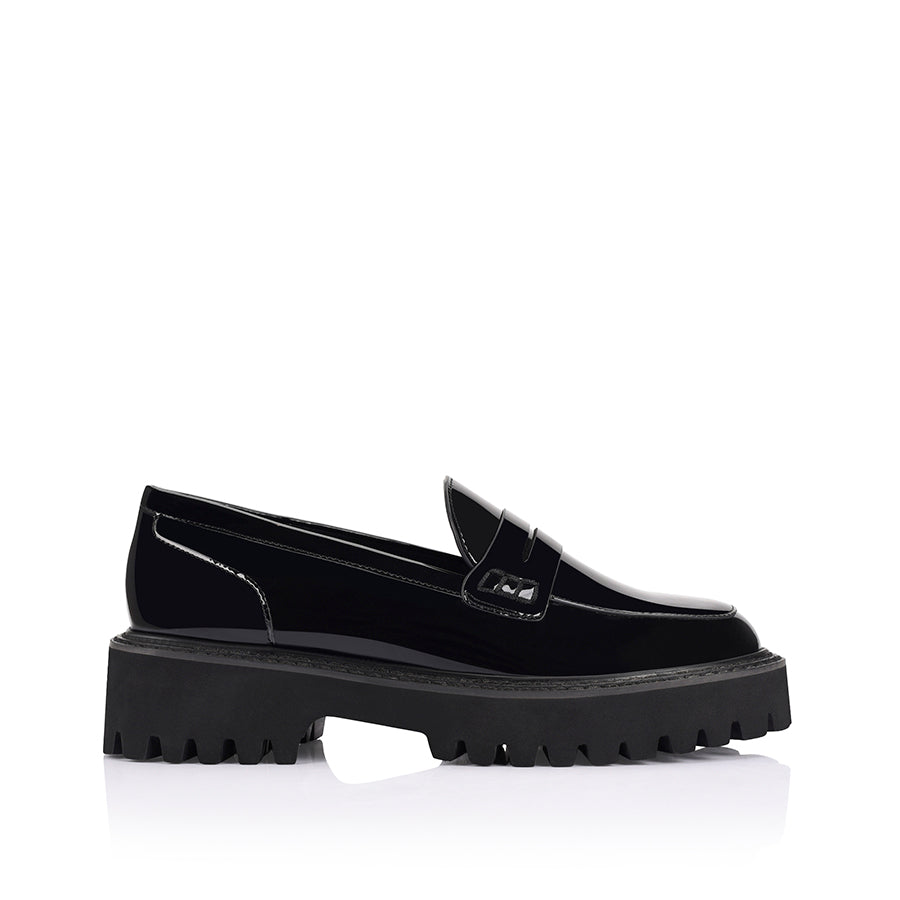 Neon Chunky Loafers Black Patent – Verali Shoes