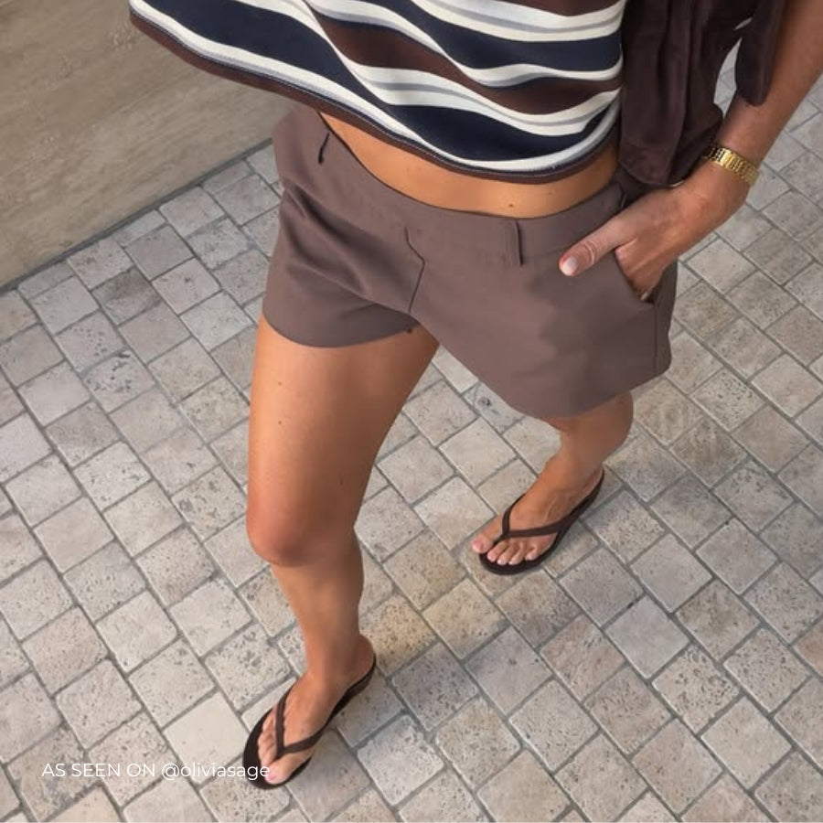 Polly Thong Wedges - Chocolate Brown Micro
