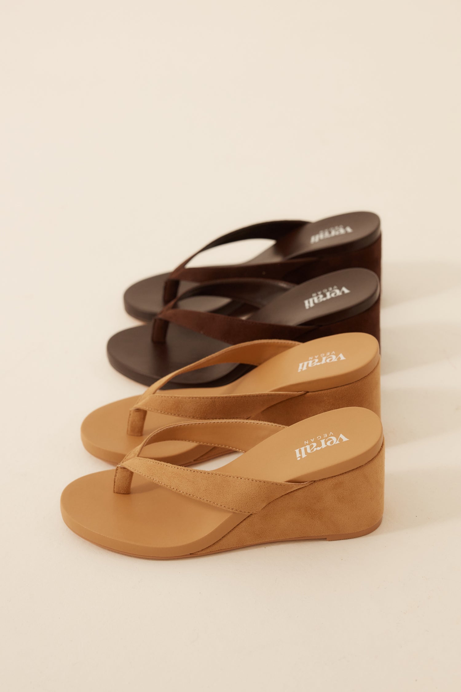 Polly Thong Wedges - Chocolate Brown Micro