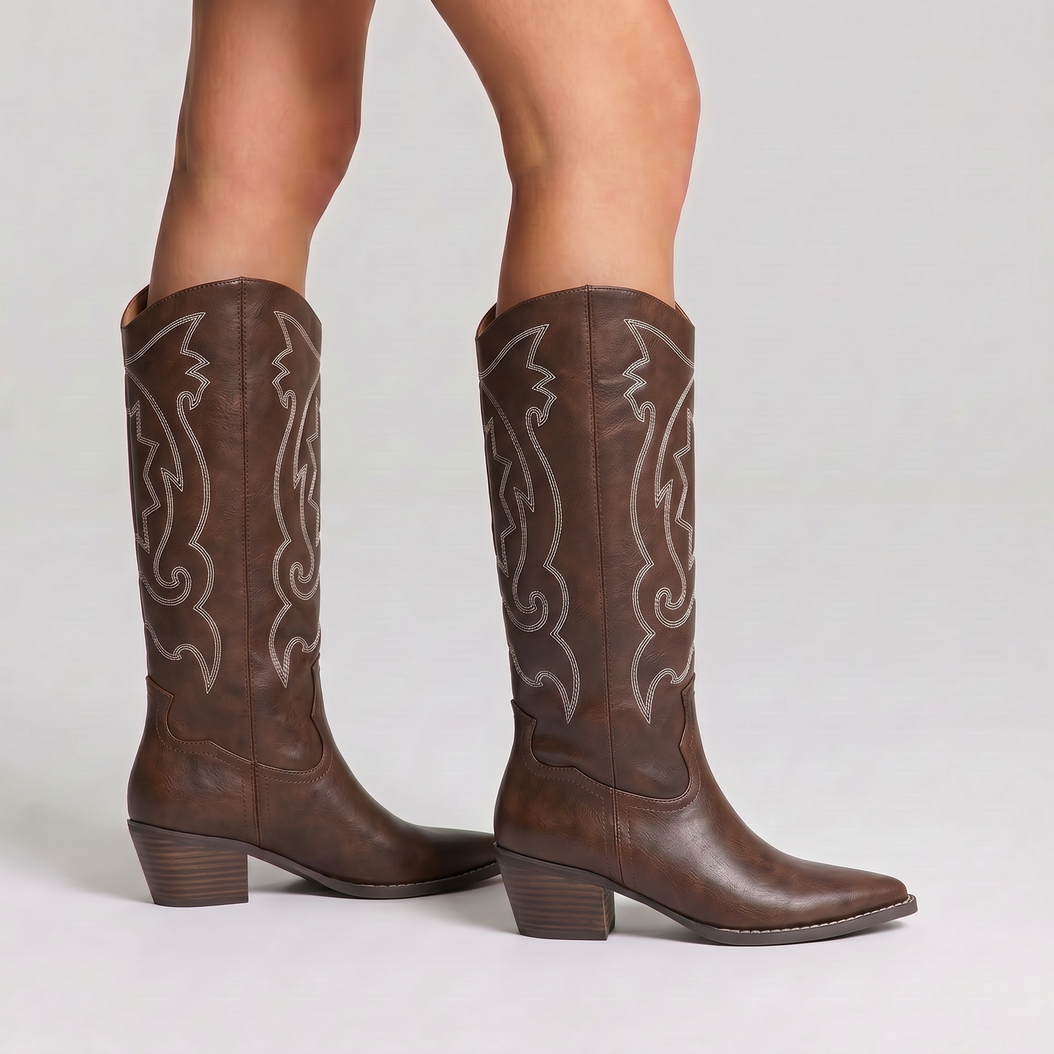 Bentley Cowboy Boots - Brown Distressed