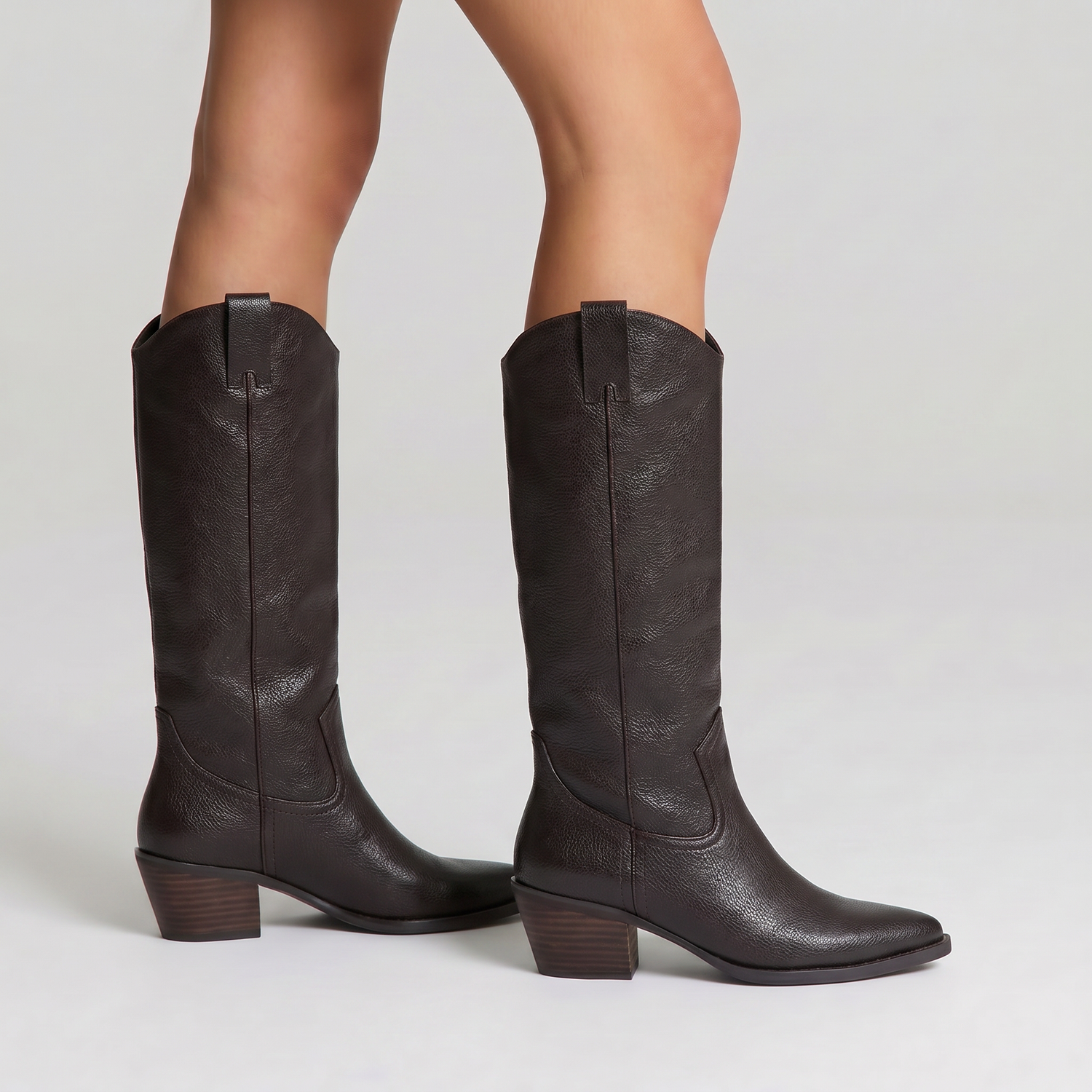 Benz Cowboy Boots - Chocolate Brown Pebble