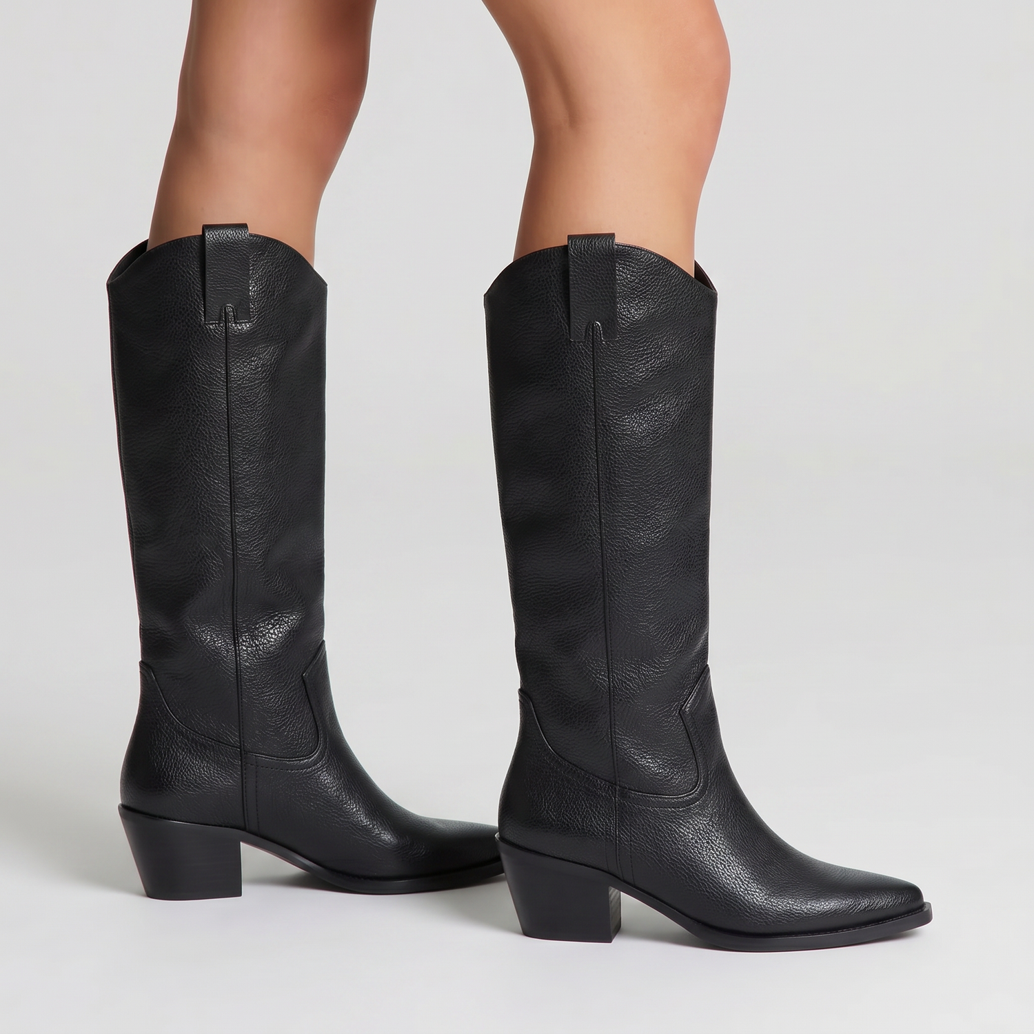Benz Cowboy Boots - Black Pebble