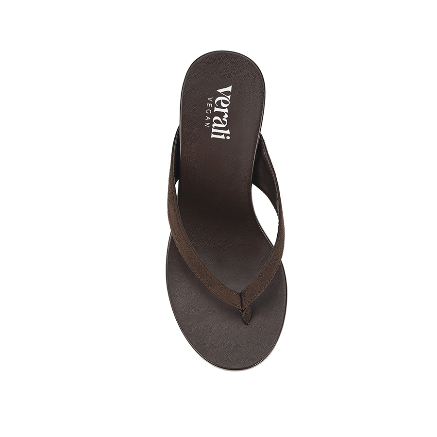 Polly Thong Wedges - Chocolate Brown Micro