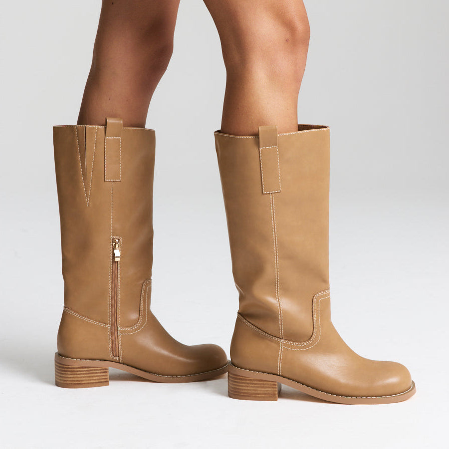 Rogue Knee High Boots - Camel Tan