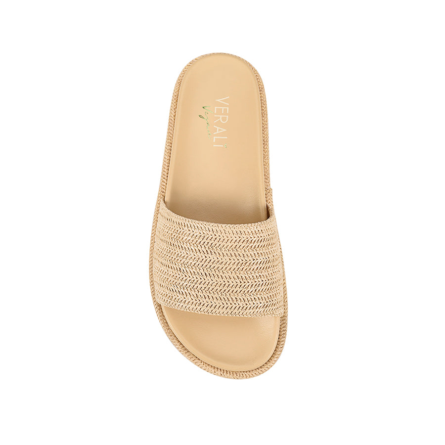Women's footbed platform slide in natural raffia finish