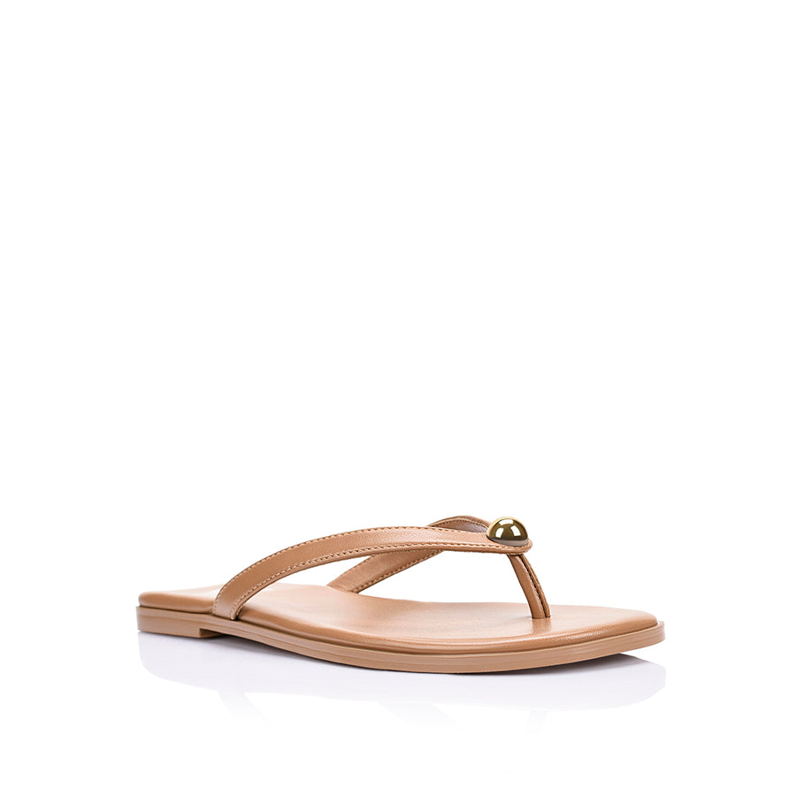 Sassy Casual Thongs - Dark Camel Tan