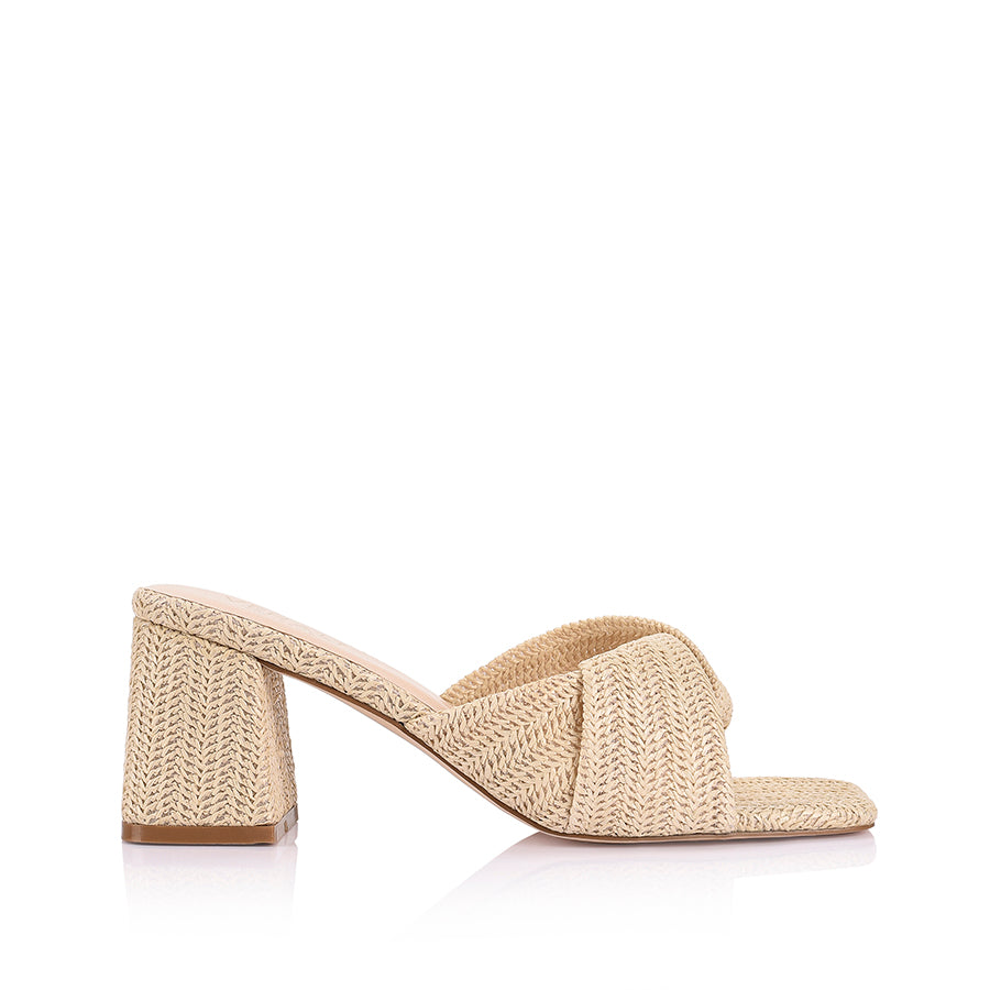 Stella Block Heel Mules Natural Raffia – Verali Shoes