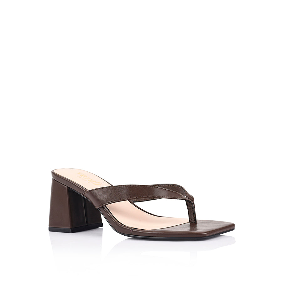 Stoked Block Heel Thongs - Chocolate Brown