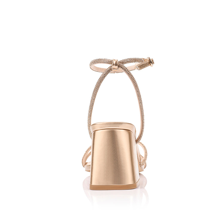 Strawberry Block Heel Sandals - Rose Gold