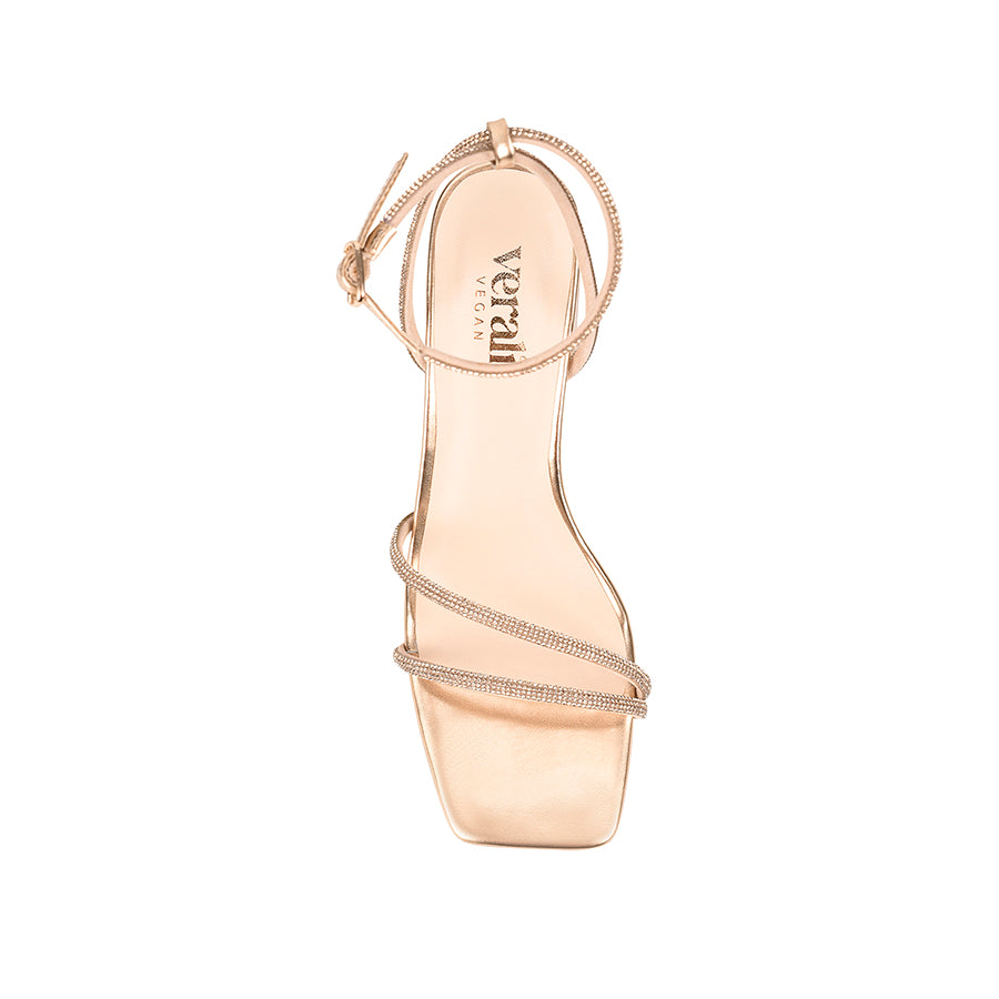 Strawberry Block Heel Sandals - Rose Gold