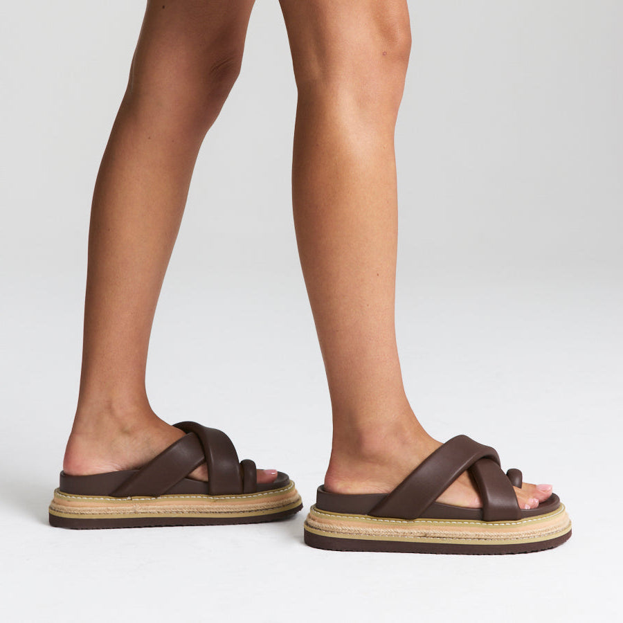 Thelma Flatform Slides - Chocolate Brown