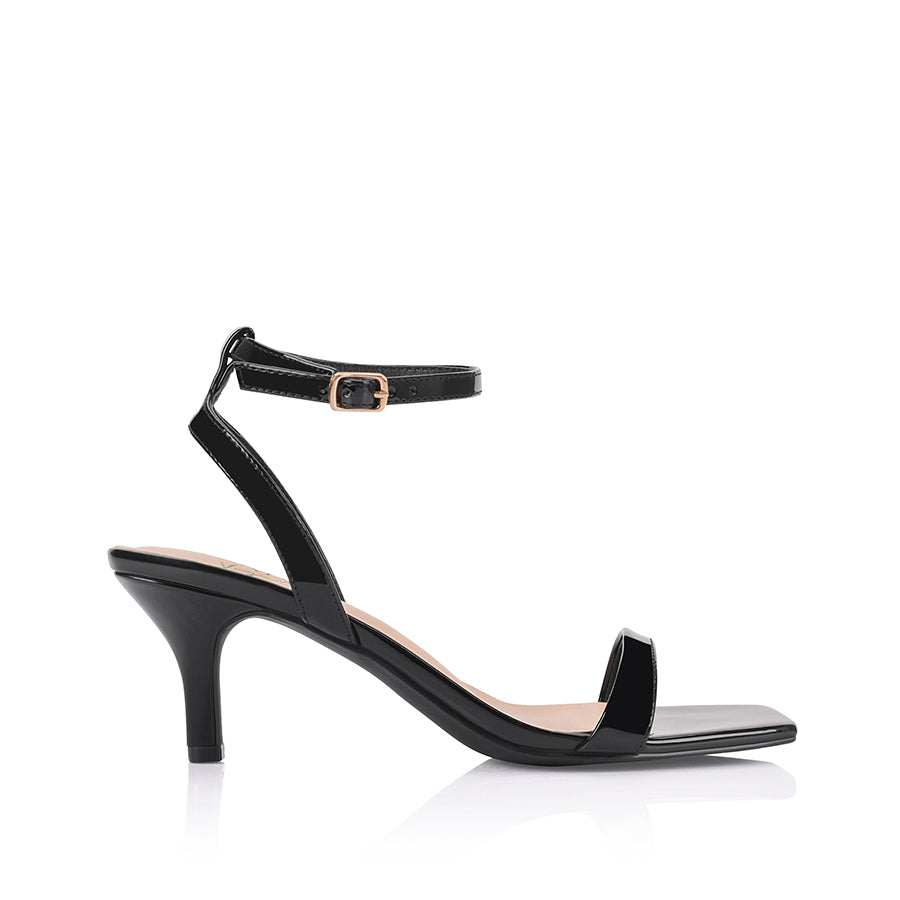 Tally Kitten Heel Sandals Black Patent – Verali Shoes