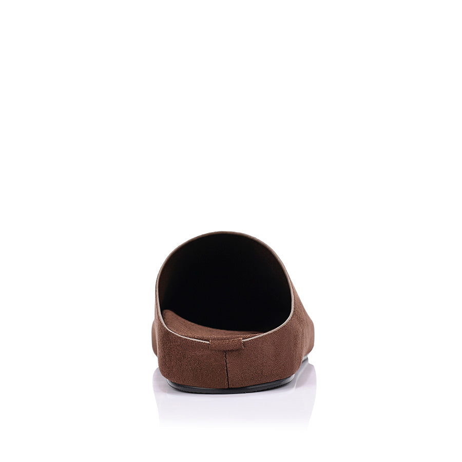 Terry Closed Toe Mules - Chocolate Brown Micro