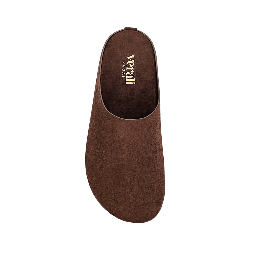 Terry Closed Toe Mules - Chocolate Brown Micro