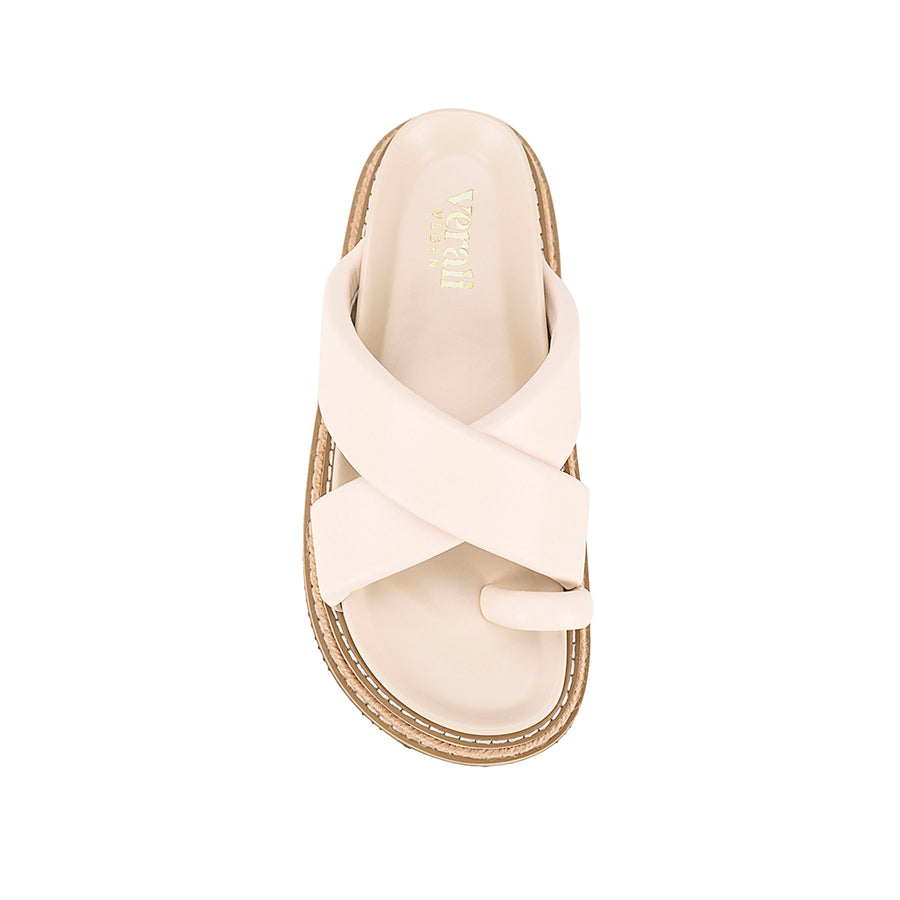 Thelma Flatform Slides - Bone White