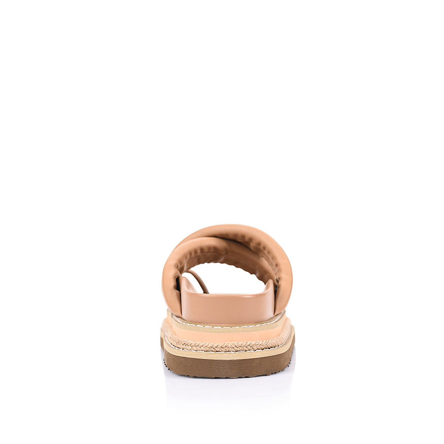 Thelma Flatform Slides - Dark Camel Tan