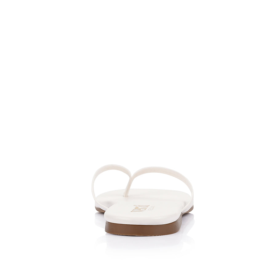 Women's vegan flat thongs in white smooth