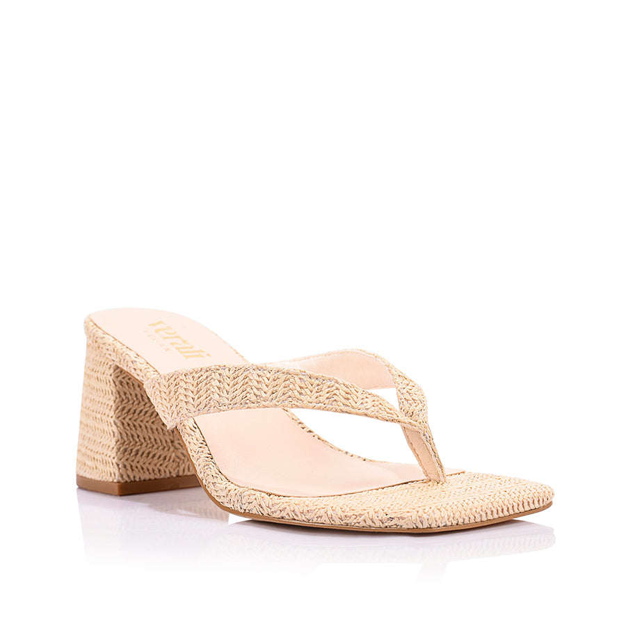 Stoked Block Heel Thongs - Raffia