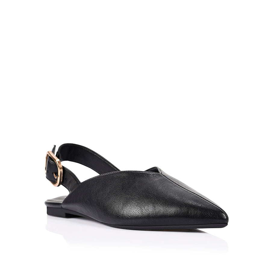 Indy Sling Back Flats - Black Crinkle