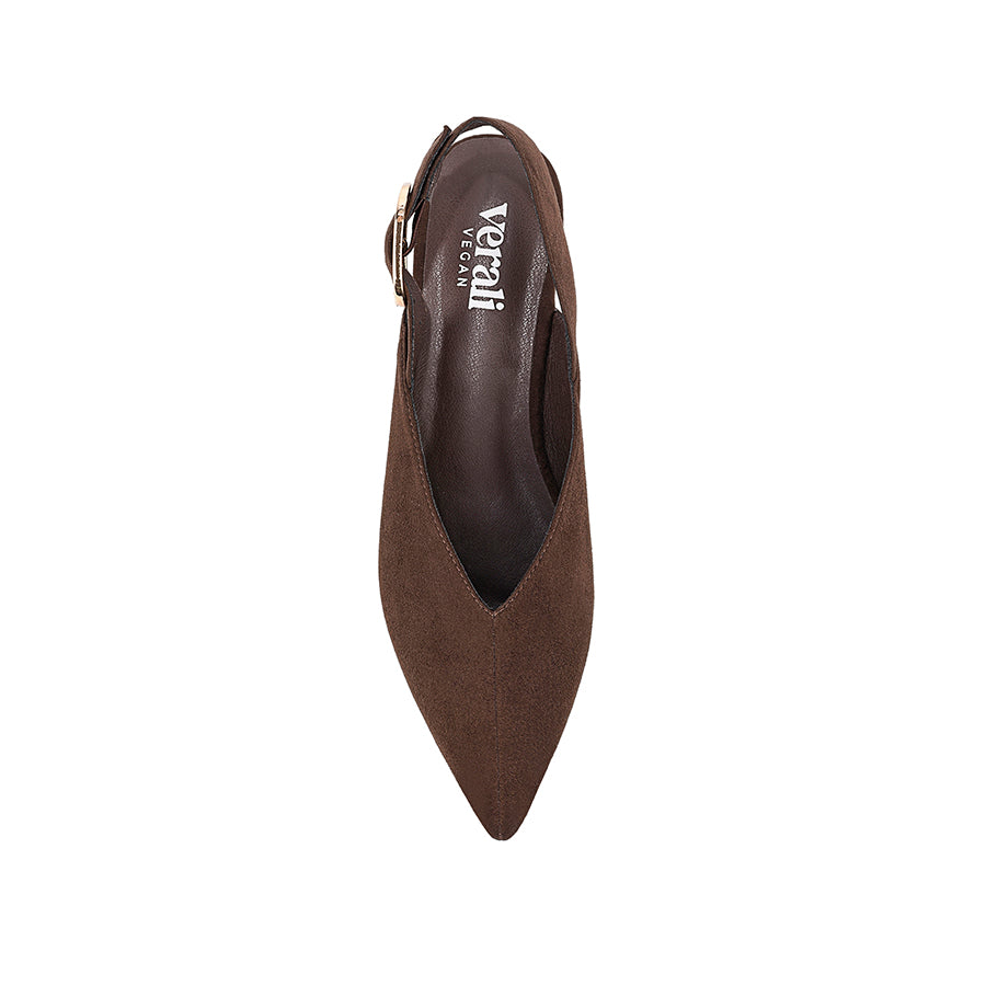 Indy Sling Back Flats - Chocolate Brown Micro