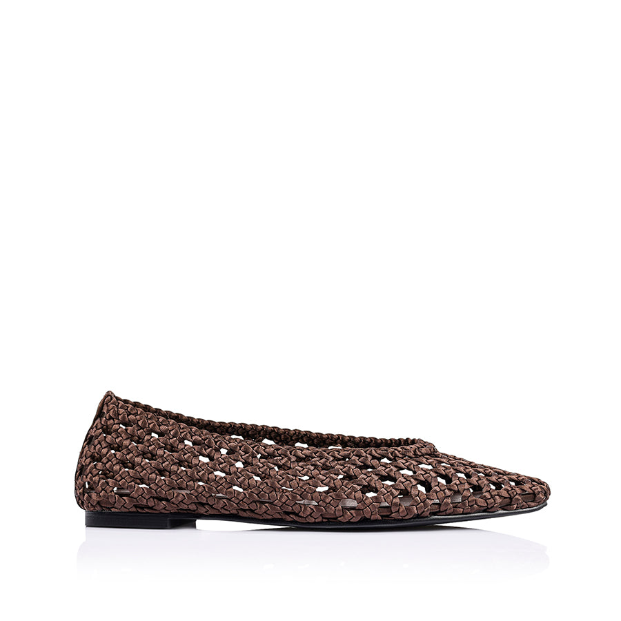 Evan Woven Ballet Flats - Chocolate Brown