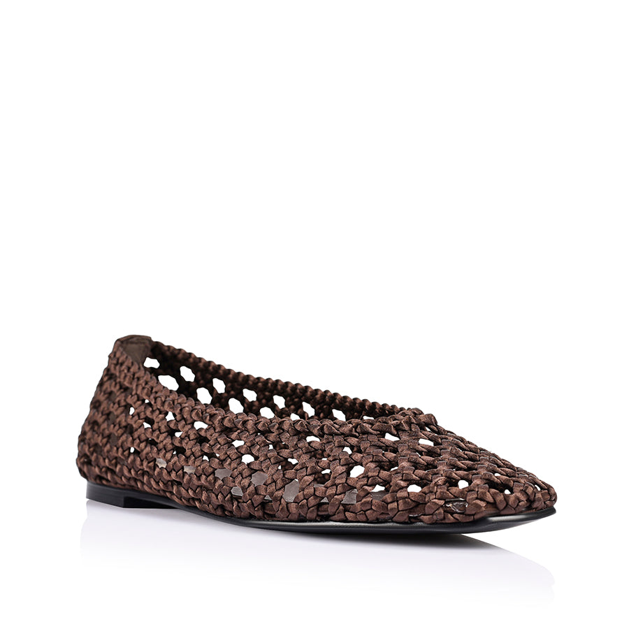 Evan Woven Ballet Flats - Chocolate Brown