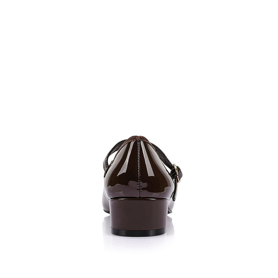 Micah Mary-Jane Block Heels - Chocolate Brown Patent