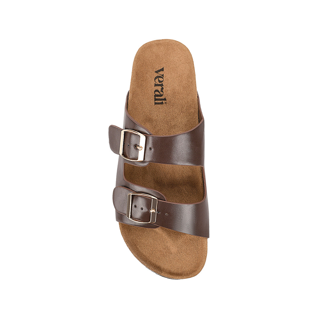 Women's Birkenstock style footbed slide in chocolate brown