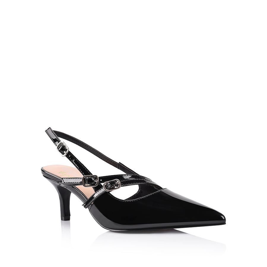 Women's black patent slingback high heels