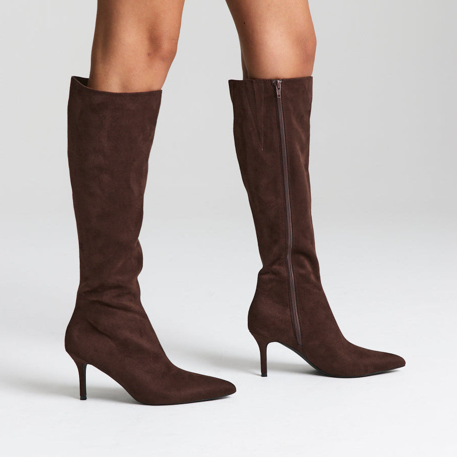 Bessie Tall Boots - Chocolate Brown Micro
