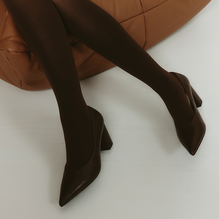 Elliot Block Heel Pumps - Chocolate Brown