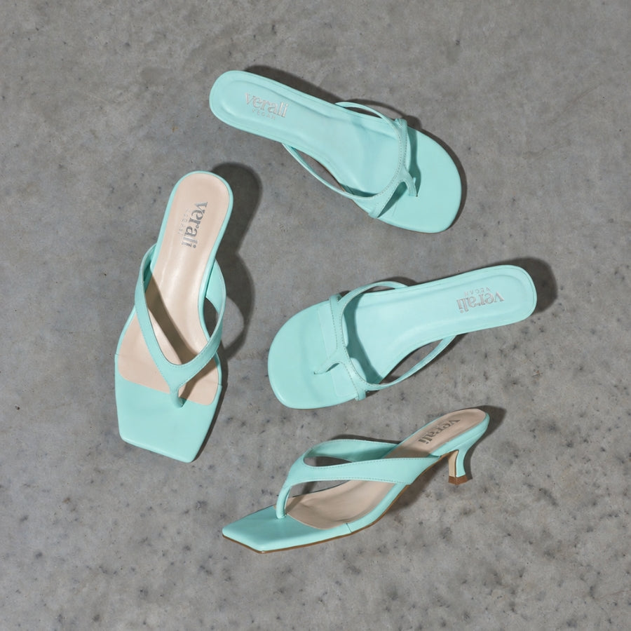 Farrah Kitten Heel Thongs - Turquoise