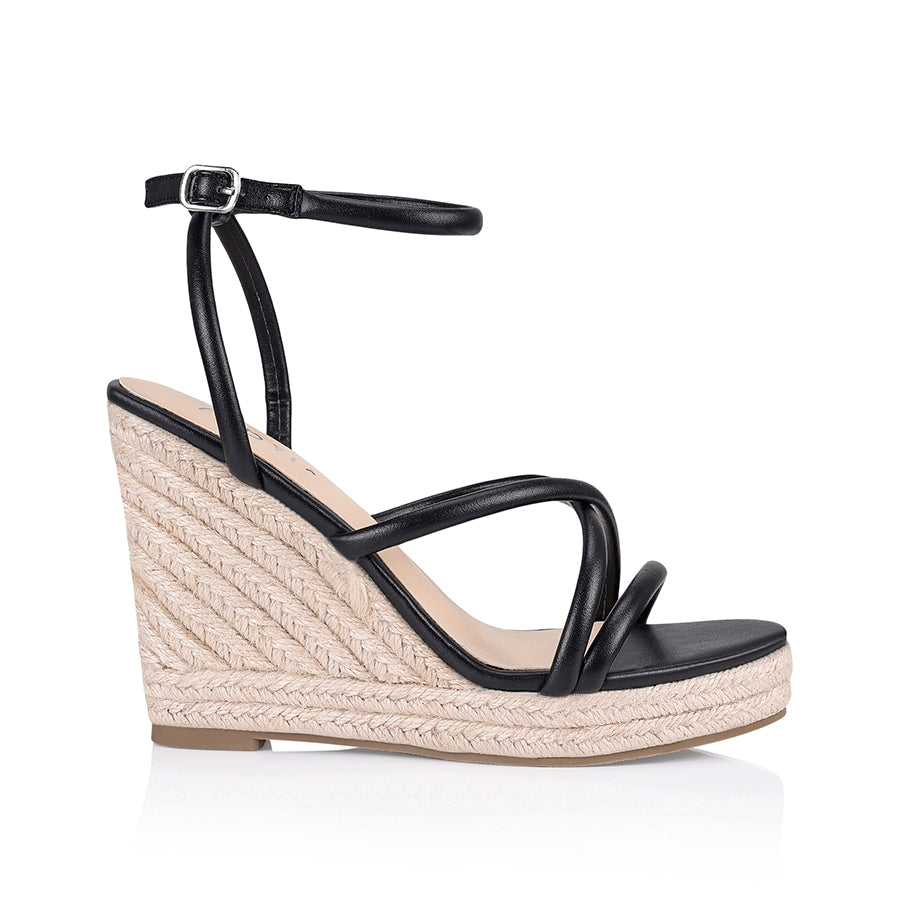 Amadre Rope Wedges Black Smooth Verali Shoes