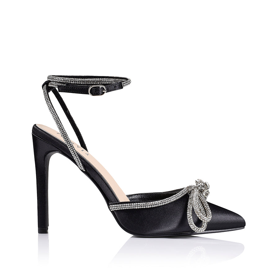 Black satin stiletto heels hot sale