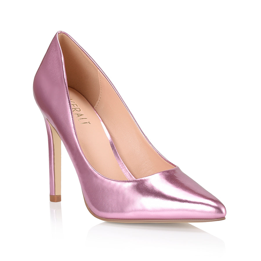 Pink metallic shoes heels Clearance