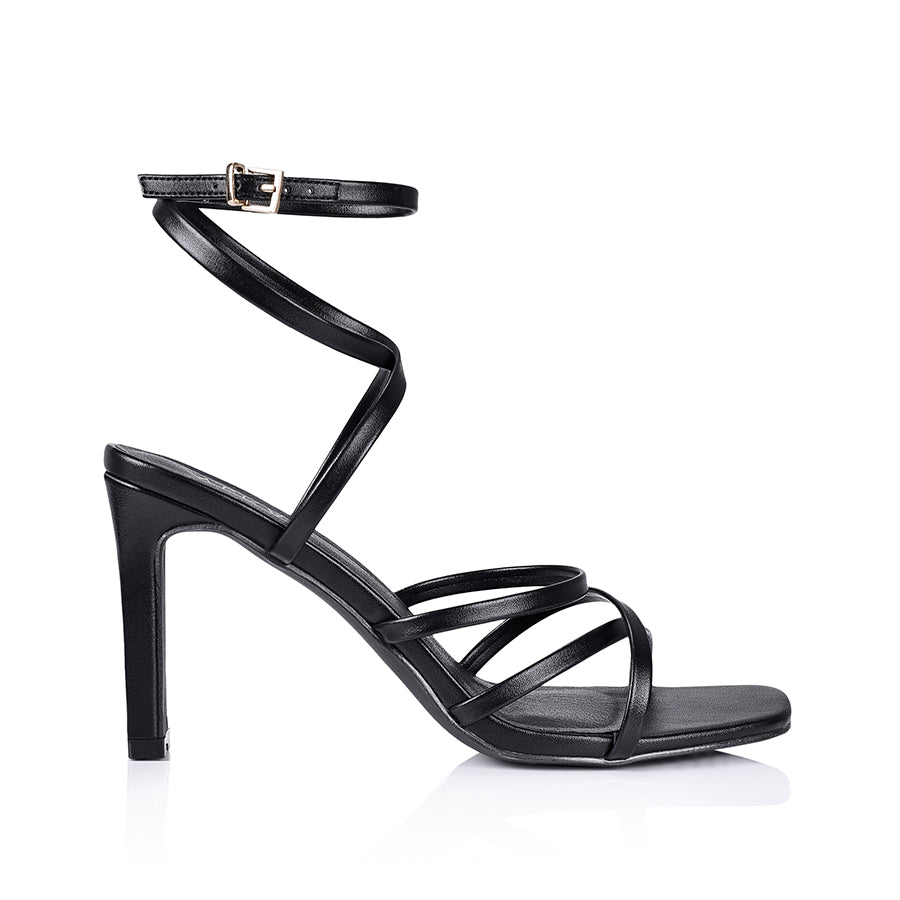 Black strappy on sale heels block