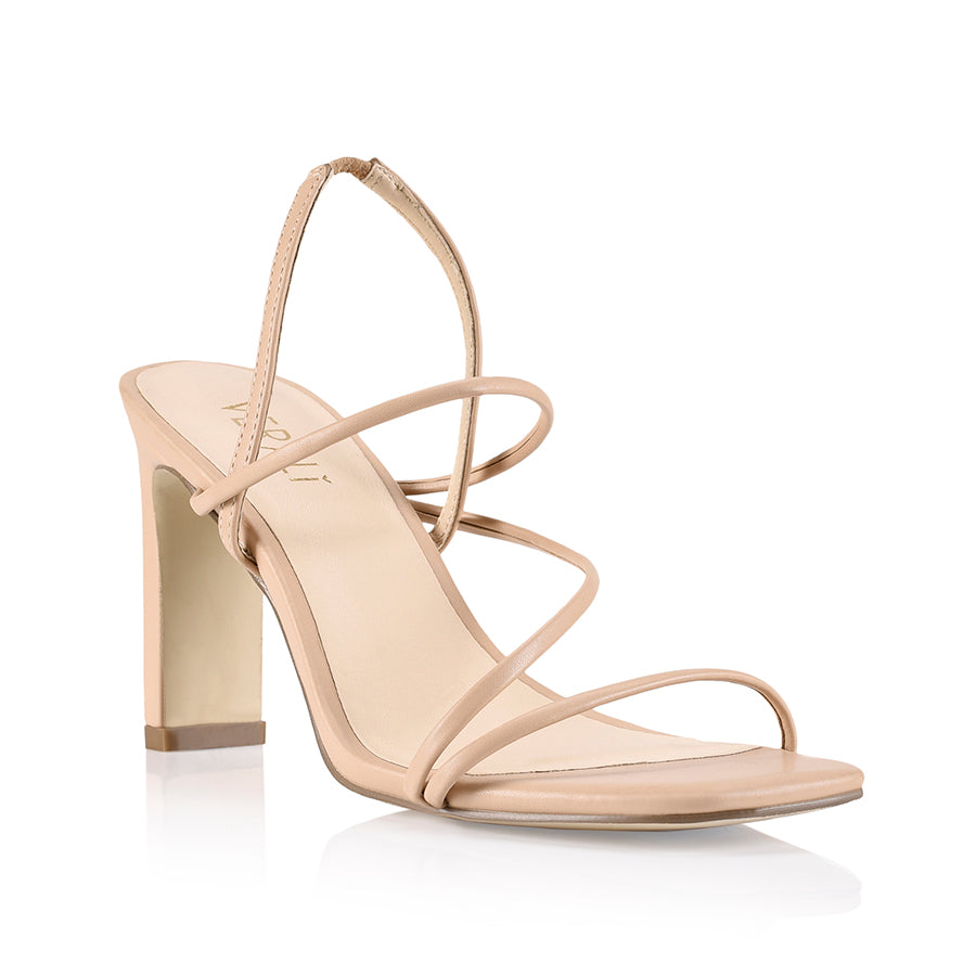 Nude block cheap heel strappy sandals