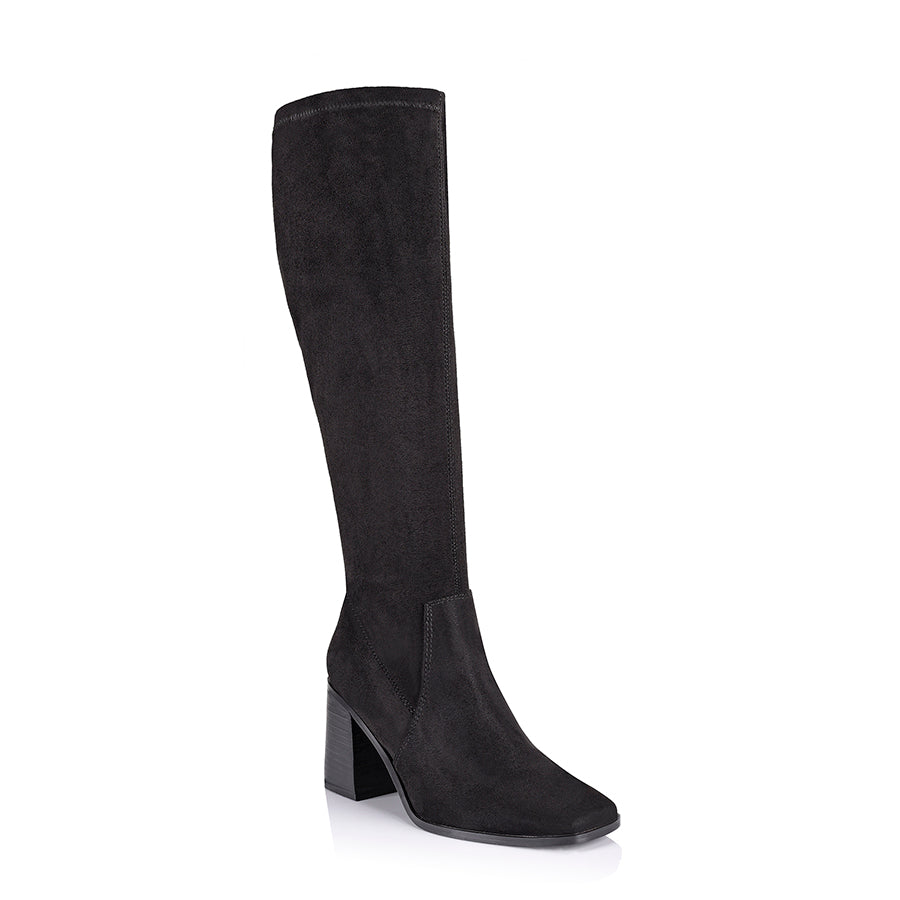 Linden Knee High Boots - Black Micro