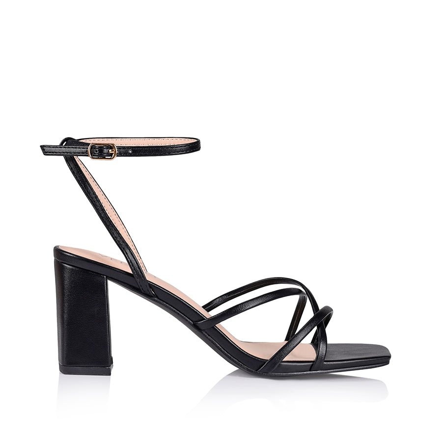 Nakita Block Heel Sandals - Black Smooth