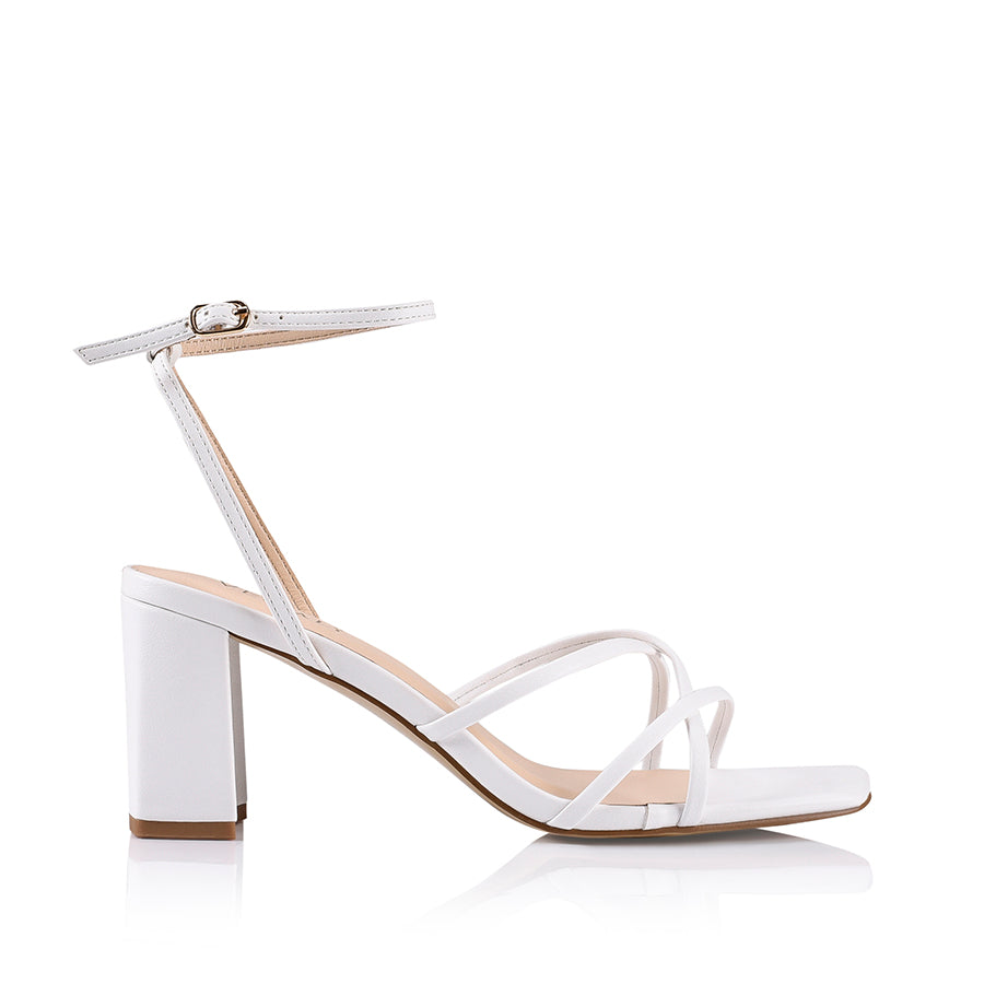 Nakita Block Heel Sandals - White Smooth