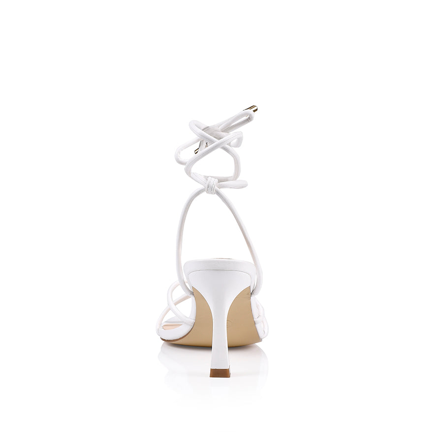 Peachy Stiletto Sandals - White Smooth